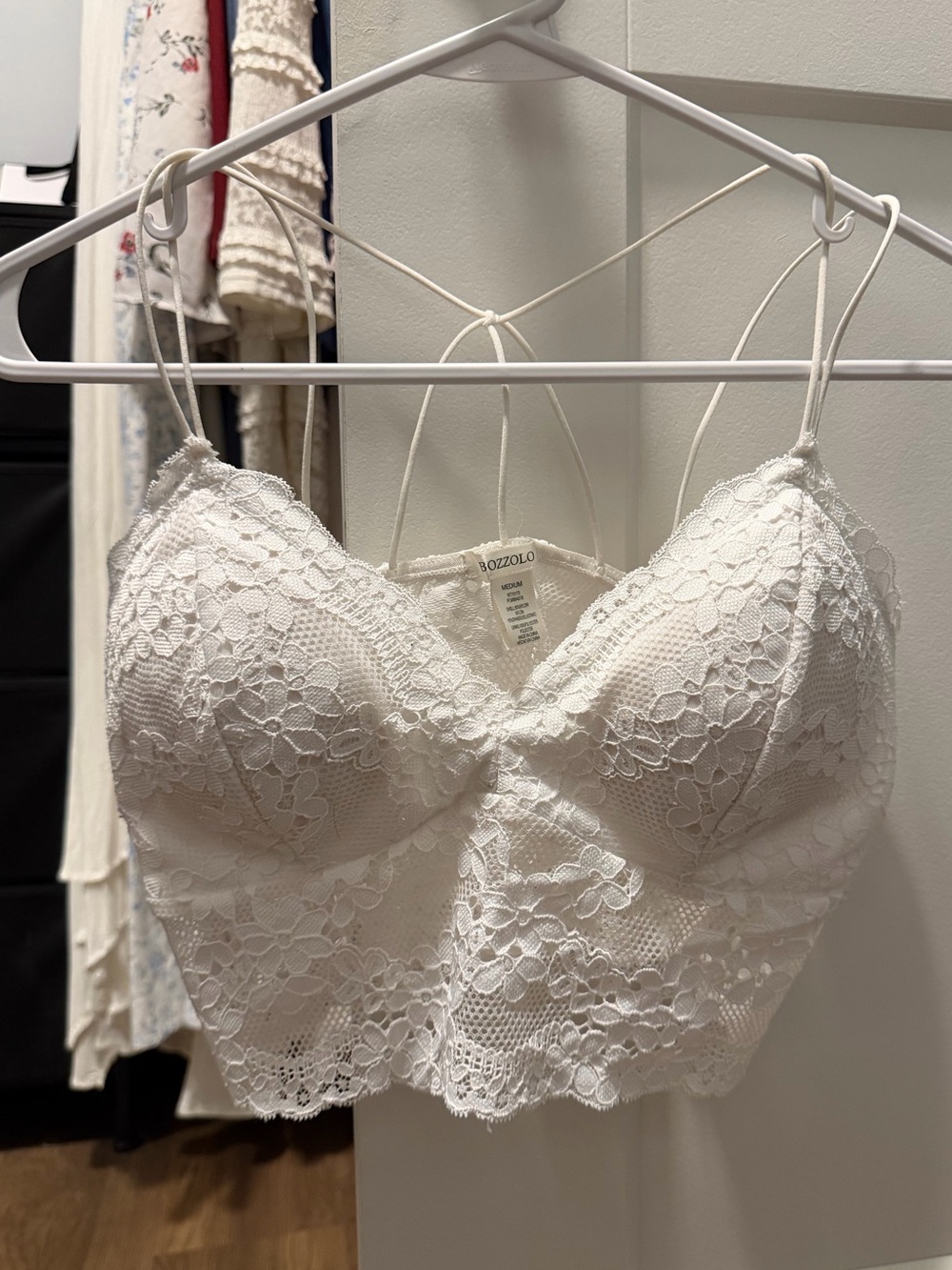 Bozzolo Cream Lace Longline Bralette crop top